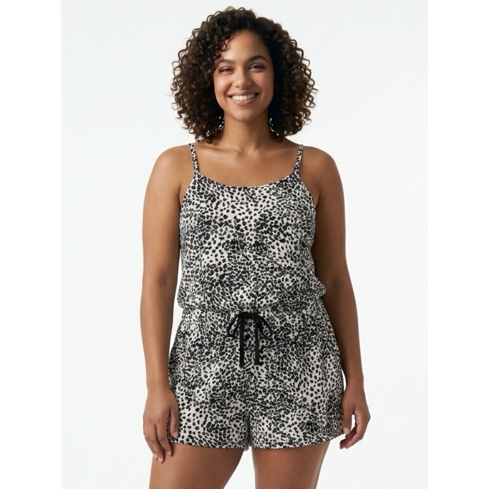 COTTON ON | Black & White Cheetah Print Romper Jumper Shorts Women’s Size Large